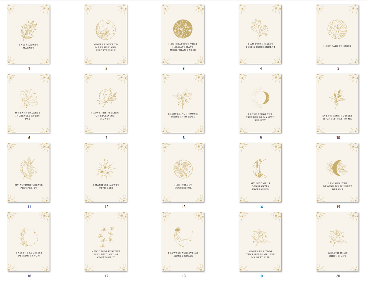 Money Abundance Affirmation Cards